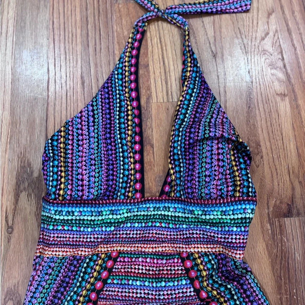 Gottex Nefertiti Multi One Piece Swimsuit with a halter sz 12 - Picture 3 of 9